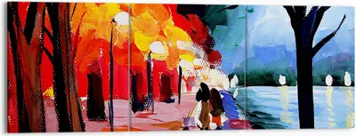 Produktbild von Bild auf Leinwand - Leinwandbild - Grafik Abbildung See Abend - 150x50cm - Wand Bild - Wanddeko - Leinwanddruck - Bilder - Kunstdruck - Wanddekoration - Leinwand bilder - Wandkunst - CA150x50-3110
