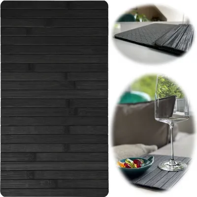 Produktbild von LS-LebenStil Holz Sofatablett Schwarz 44x24cm flexibles Couchtablett Armlehnen Tablett Ablage Sofa Couch Flexablage