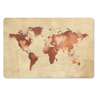 Produktbild von MuchoWow® Schreibtischunterlage Weltkarte - Marmor - Herz 60x40 cm - XXL Mauspad - Großes Mauspad