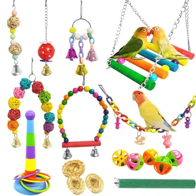 Image de Solidchoice - Jouets à mâcher Aircris, lot de 17 pièces, pour oiseaux - Jouets pour perroquets et perruches