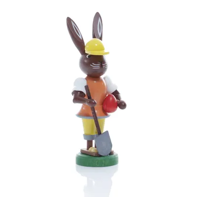 Produktbild von Osterdekoration Osterhase Bauarbeiter mit Schaufel Höhe 9cm NEU