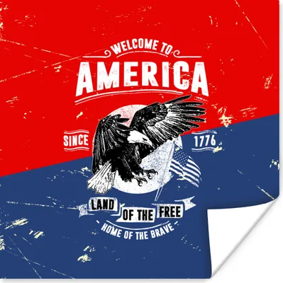 Produktbild von MuchoWow® Poster Jahrgang - Vogel - Amerika 75x75 cm - Wand Dekoration