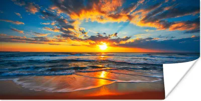 Produktbild von MuchoWow® Poster Meer - Sonnenuntergang - Strand - Wolken - Orange 40x20 cm - Poster für die Wand - Poster Schlafzimmer
