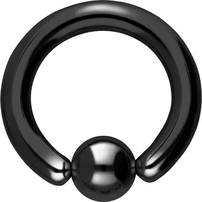 Produktbild von Intim-Piercing, Septum Piercing Chirurgenstahl Klemmkugelring Farbe: Schwarz + Kugelgröße: 6mm Innendurchmesser: 12mm + Stabstärke: 3mm