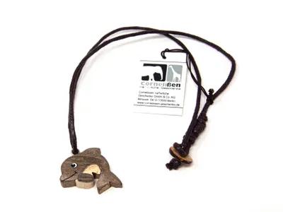 Produktbild von Kette Delfin, Holzanhänger Ketten Modeschmuck Holzkette Delfine Delphin