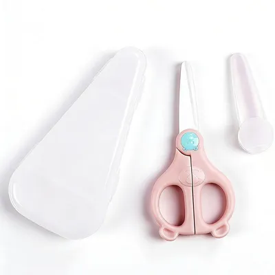 Produktbild von 2er-Pack Babynahrungsschere, Küchenschere für Kinder aus Edelstahl, mit Reiseetui, ideal zum Schneiden von Fleisch, Hähnchen, Gemüse und Obst