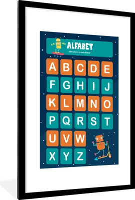 Produktbild von MuchoWow® MuchoWow® Gerahmtes Poster Kinderzimmer - Lernen - Alphabet - Mädchen - Kinder - Kinder 60x90 cm - Poster mit zchwarzem Bilderrahmen - Dekoration - Wandposter Wohnzimmer - Hochwertig