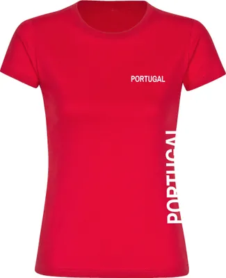 Produktbild von multifanshop Damen T-Shirt - Portugal - Brust & Seite, rot, Größe M