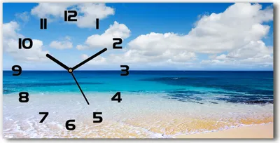 Produktbild von Wanduhr aus Glas – 60x30 cm - Glasbild - Glasuhr - Gehärtetes Glas - schwarze-zeiger - Ruhige See
