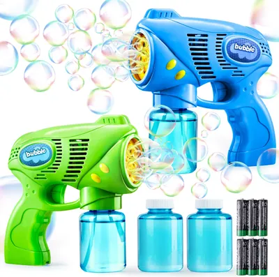 Produktbild von JOYIN 2 Seifenblasenpistole mit 2 Seifenblasen Nachfüll-Lösung für Kinder, Seifenblasenmaschine für Seifenblasen Party Favors, Sommer Spielzeug, Outdoor-Aktivität, Geburtstagsgeschenk