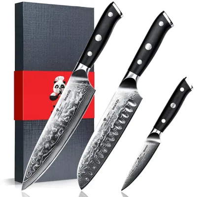 Obrázok produktu pre Sada troch nožov z damašcovej ocele