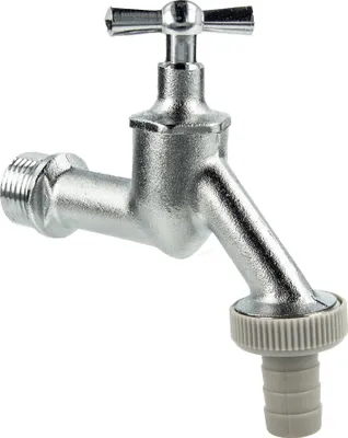 Produktbild von tecuro Auslaufventil 1/2 Zoll, Knebeloberteil, Schlauchtülle - Messing mattverchromt