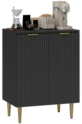 Image de HOMCOM, meuble de rangement moderne avec 2 portes et une étagère réglable, idéal pour la cuisine et le salon, avec pieds en métal, couleur noire
