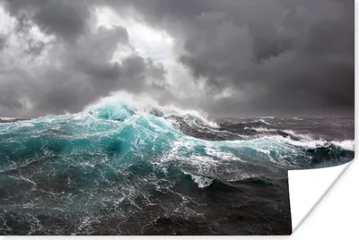 Produktbild von MuchoWow® Poster Ozean - Sturm - Welle 120x80 cm - Bilder