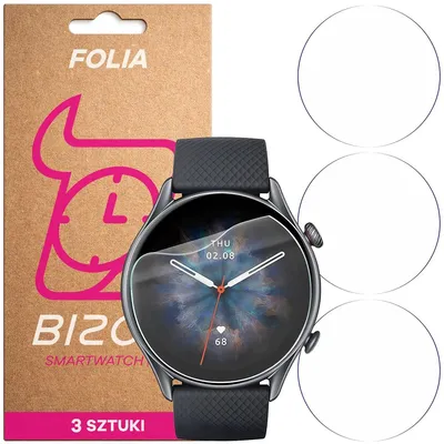 Produktbild von 3x Schutzfolie für den Bildschirm für Amazfit GTR 3 Pro, Bizon Watch HydroFlex