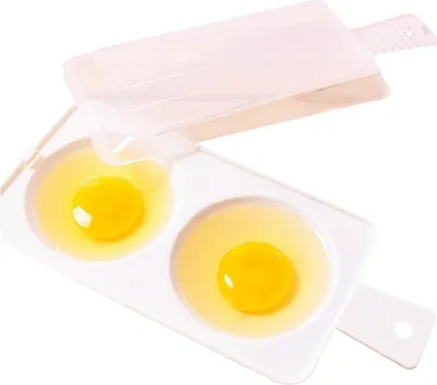 Produktbild von Doppelter Eierkocher aus Kunststoff für die Mikrowelle, Eierdampfer für die Mikrowelle, Küchenhelfer zum Kochen