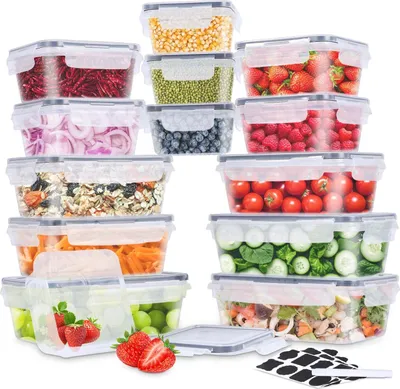 Produktbild von Frischhaltedosen mit Deckel, 14er-Pack Lebensmittelbehälter für die Küche, spülmaschinen- und mikrowellengeeignet, auslaufsicherer Verschluss,BPA-frei