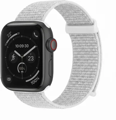 Produktbild von Smartwatch Armband für Apple Watch Series 5 44mm Nylon Textil Band Ersatzband Wechselband Klettverschluss flexibel atmungsaktiv Weiß