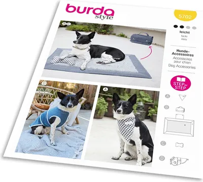 Productafbeelding van Patroon Burda 5702 - Sjaal en jasje voor een hond, reiskussen, speeltje