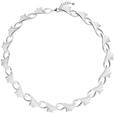 Produktbild von Kette Collier Halskette Ginko Blätter 925 Silber teilmattiert 47cm Damen