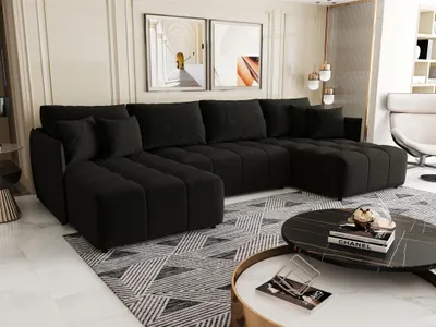 Produktbild von Wohnlandschaft Schlafsofa Sofa TREVISO Stoff Monolith Dunkelgrau