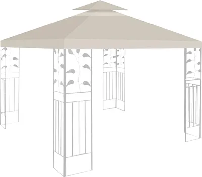 Produktbild von Faziango Ersatzdach für Pavillon 3×3 m, Doppeldach Pavillondach mit Kaminabzug, 300D Polyester Dachbezug, UV-Schutz Beige