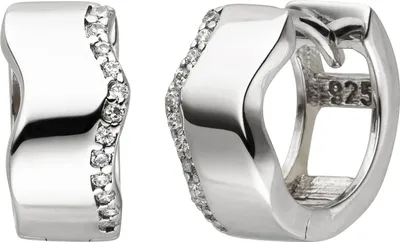 Produktbild von JOBO Creolen 925 Sterling Silber 24 Zirkonia Ohrringe Silbercreolen Silberohrringe