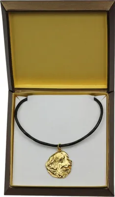 Produktbild von Neufundländer, Newfoundland - Hundehalsband in Geschenkbox, vergoldeter Anhänger für Hundefans, auffälliger Schmuck von Art-Dog