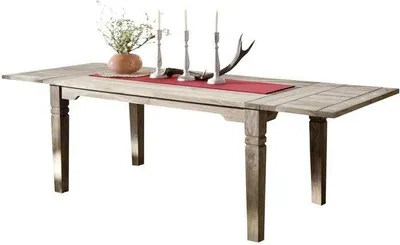 Image de MASSIVMOEBEL24 | Table à manger extensible 160x90 Palissandre huilé Gris taupe LEEDS #53