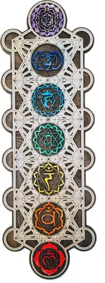 Produktbild von 7 Chakra Metatron Geometrie Wanddeko aus Holz ca. 55cm x 19cm