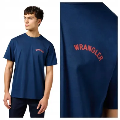 Obrázek produktu pro Wrangler | Pánské tričko s potiskem, standardní střih, bavlna, modrá/tmavě modrá, velikost XXL
