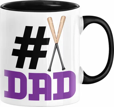 Produktbild von Baseball-Spieler Nummer 1 Dad Vater Tasse Geschenk Baseball Papa Geschenkidee Bester Papa Der Welt Vatertag Lustige Geschenkidee (Schwarz)