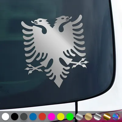 Produktbild von PantherPixel Albanien Aufkleber Shqiperia Wappen Adler Albania Sticker Auto Geschenkidee Farbe Silber