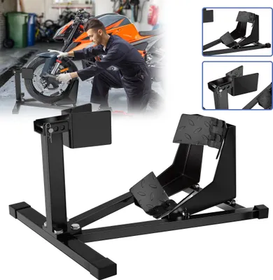 Image de UISEBRT Béquille de roue avant de moto en acier - Universelle pour pneus 17"-21" & largeur 90-130mm | Cric de montage 620x460x410mm avec pieds en caoutchouc antidérapants