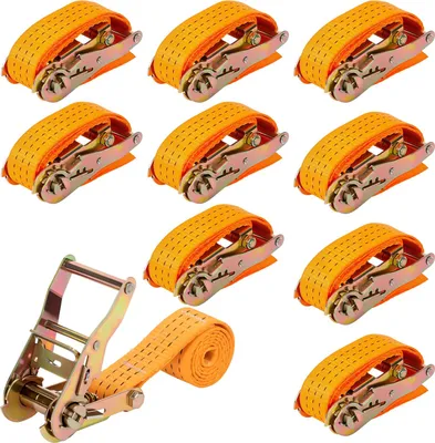 Obrázek produktu pro Sada 10 vázacích popruhů se sponou 6 m x 25 mm Nosnost 800 kg Oranžová barva