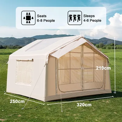 Produktbild von Aufblasbares Familienzelt - Campingzelt - Iglu-Zelt - Luxuszelt - Outdoor-Zelt - Großzügige Fläche von über 8 m²