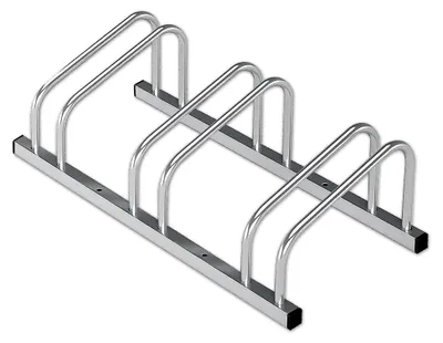 Produktbild von Fahrradständer Bodenparker für bis zu 6 Fahrräder mit Reifenbreiten bis 55 mm - Bodenmontage oder Wandmontage - Radständer Mehrfachständer Bodenständer Fahrradhalter (Silber, 3 Fahrräder)