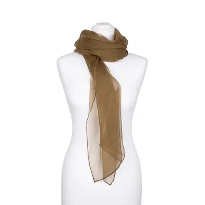 Produktbild von Seidenschal Halstuch Schal Chiffon khaki grünbraun Seide 180x55cm