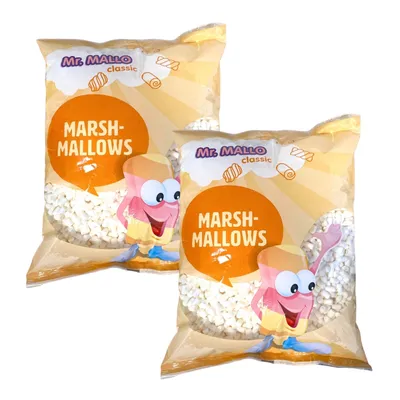 Produktbild von Mr. Mallo Mini Marshmallows 2x 1000g | Schaumzucker-Ware | Mäusespeck | Großverpackung softe Süßigkeit zum Backen, Verzieren Kakao