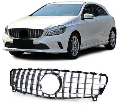 Image de Grille de radiateur noir brillant chromé pour Mercedes-Benz Classe A W176, modèle restylé (2015-2019)