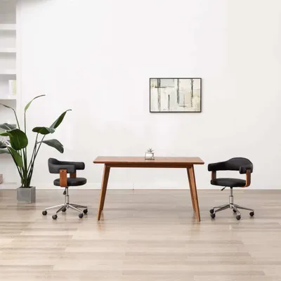 Produktbild von The Living Store Esszimmerstuhl Drehbar Schwarz Bugholz und Kunstleder