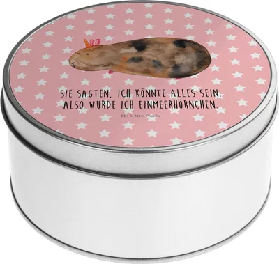Produktbild von Mr. & Mrs. Panda Erinnerungsbox Einhorn Meerschweinchen - Rot Pastell - Geschenk, Meerhörnchen, Vorratsdosen, Einhörner, Dose, zuckerdose, Blechdose, Meerschwein, Unicorn