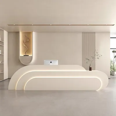 Produktbild von Salon Geschäft Empfangstisch Laden Kasse Kurvige Theke Gebogene Bar Beige 180cm【 M SQQ 180 】