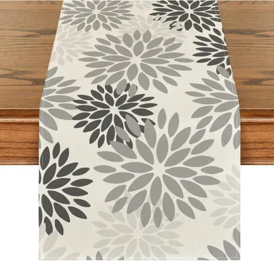 Obrázek produktu pro Artoid fashion podzimní běhoun na stůl jiřiny 40x140 cm šedé květy