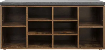 Produktbild von VASAGLE Schuhbank Schuhregal Schuhregal Sofa 10 Fächer mit Polsterung für Eingangsbereich Flur Schlafzimmer 104 x 30 x 48 cm Vintage Braun