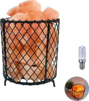 Produktbild von Salzkristall-Lampe Salzstein Salzlampe Kristal Lampe inkl. LED Leuchtmittel Höhe ca. 17cm ca. 2-3KG Saunabeleuchtung Salz Korb