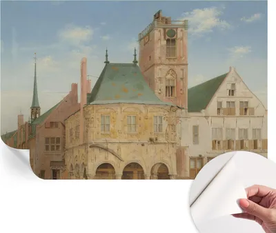 Produktbild von Selbstklebende Wandtapete - Dekorative Tapete für Wohnzimmer - Klebefolie für Wandbilder - Tapetenfolie für Wanddekoration - 104x70 cm - Historisches Rathaus