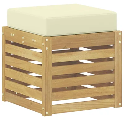 Image de Banc de Jardin Blanc 43 x 43 x 45 cm Bois d'Acacia Massif