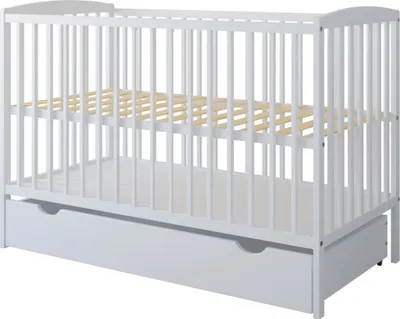 Produktbild von ZEE Babybett 2in1 120x60 cm Weiß Mit Schublade & Schutzgitter Umbaubar Zum Kinderbett 3 Fach Höhenverstellbar Kiefernholz