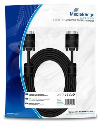 Immagine prodotto di MediaRange MRCS106 MediaRange VGA-Kabel D-Sub15 -> D-Sub15 St/St 5,00m schwarz Blister